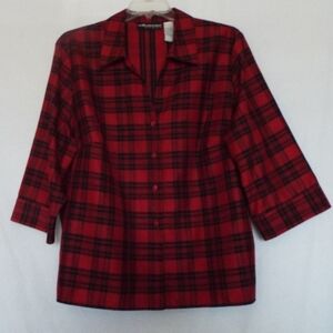 Sag Harbor Woman Plaid Dressy Shirt